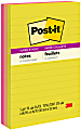 Post-it Super Sticky Notes, 4 in x 6 in, 3 Pads, 90 Sheets/Pad, 2x the Sticking Power, Summer Joy Collection, Lined