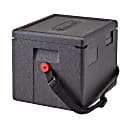 Cambro Cam GoBox Half-Size Top Loading Food Transporter, With Web Strap, 12-7/16"H x 13"W x 15-7/16"D, Black