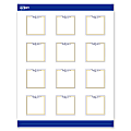 Avery® Print-To-The-Edge Cards With Sure Feed®, S00-DNN-PRMWC10, 2" x 2", Matte White, Preprinted Gold & Navy Border with Floral Design, Pack Of 120 1 thumbnail image