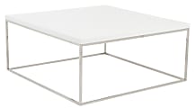 Eurostyle Teresa Square Coffee Table, 15-1/2”H x 35-1/2”W x 35-1/2”D, Polished Steel/White 1 thumbnail image