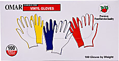 Omar Disposable Powder-Free Vinyl General-Purpose Gloves, Small, Clear, 100 Gloves Per Box