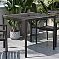 Flash Furniture Outdoor Dining Table Furniture With Umbrella Holder Hole, 29-1/2”H x 35-1/4”W x 31-1/4”D, Gray Wash Teak