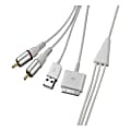 4XEM Apple® 30-Pin To RCA Audio Male Plus USB Charging Combo Cable, 4.2', White