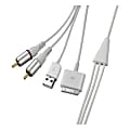 4XEM Apple® 30-Pin To RCA Audio Male Plus USB Charging Combo Cable, 4.2', White 1 thumbnail image