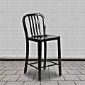 Flash Furniture Commercial-Grade Indoor/Outdoor Counter-Height Stools With Vertical Slat Backs, Black, Set Of 2 Stools 1 thumbnail image