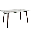 Lumisource Clara Mid-Century Modern Dining Table, Rectangular, Clear/Walnut