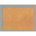Amanti Art Rectangular Non-Magnetic Cork Bulletin Board, Natural, 31” x 23”, Brushed Nickel Plastic Frame