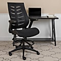 Flash Furniture High Back Mesh Spine-Back Ergonomic Drafting Chair with Adjustable Foot Ring and Adjustable Flip-Up Arms, Black 1 thumbnail image