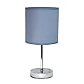 Simple Designs Mini Basic Table Lamp with Fabric Shade, 11"H, Purple/Chrome