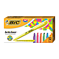 BIC Brite Liner Highlighters, Pocket Style, Chisel Tip, Assorted Colors, Box Of 12