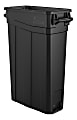 Suncast Commercial Narrow Rectangular Resin Trash Can, With Handles, 23 Gallons, 30"H x 11"W x 22"D, Black