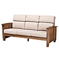 Baxton Studio Charlotte 3-Seater Sofa, Taupe/Walnut Brown