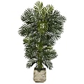 Nearly Natural Golden Cane Palm 78”H Artificial Tree With Planter, 78”H x 14”W x 12”D, Green/White