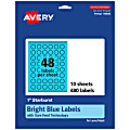 Avery® Print-To-The-Edge Labels With Sure Feed® Technology, 94606-BBP10, Starburst, 1", Matte Bright Blue, Pack of 480 1 thumbnail image