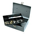 Sparco All-Steel Latch Lock Cash Box With Tray, 7 Compartments, 4" x 11" x 7 3/4", Gray 1 thumbnail image