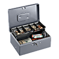 Sparco Key Lock Controller Cash Box With Tray, 5 Compartments, 3 7/16" x 11 7/16" x 7 1/2", Gray 1 thumbnail image