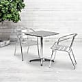 Flash Furniture Lila 3-Piece 23-1/2" Square Aluminum Indoor/Outdoor Table Set With Slat-Back Chairs