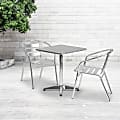 Flash Furniture Lila 3-Piece 23-1/2" Square Aluminum Indoor/Outdoor Table Set With Slat-Back Chairs 1 thumbnail image