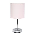 Simple Designs Mini Basic Table Lamp with Fabric Shade, 11"H, Blush Pink/Chrome