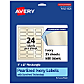 Avery® Pearlized Permanent Labels With Sure Feed®, 94220-PIP25, Rectangle, 1" x 2", Ivory, Pack Of 600 Labels