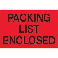 Tape Logic® Preprinted Shipping Labels, DL1202, Packing List Enclosed, Rectangle, 2" x 3", Fluorescent Red, Roll Of 500 1 thumbnail image