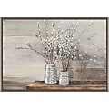 Amanti Art Pussy Willow Still Life With Designs by Julia Purinton Framed Canvas Wall Art Print, 23" x 16", Graywash