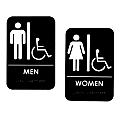Alpine Men And Women Handicapped Restroom Signs, 9" x 6", Black/White, Pack Of 14 Signs