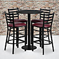 Flash Furniture Round Table And 4 Ladder-Back Bar Stools, 42”H x 30”W x 30”D, Black/Burgundy 1 thumbnail image