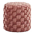 LumiSource Braided Round Ottoman, 16-1/2”H x 17”W x 17”D, Blush Pink