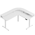 Bestier 63" Electric Adjustable-Height L-Shaped Standing Desk, White