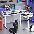 Bestier 63" Electric Adjustable-Height L-Shaped Standing Desk, White 1 thumbnail image