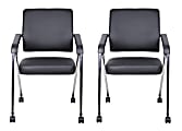 Boss Office Products Nesting Chairs, Black/Chrome, Set of 2