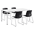 KFI Studios Dailey Table Set With 4 Sled Chairs, White Table/Black/Silver Chairs 1 thumbnail image