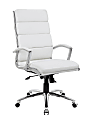 Boss Office Products CaressoftPlus™ Ergonomic Executive High-Back Chair, White/Chrome