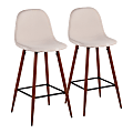 LumiSource Pebble Bar Stools, Beige/Walnut, Set Of 2 Stools