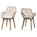 bali & pari Ballerina Finished Teak Wood Dining Accent Chair, Graywash/Natural Brown/White, Set Of 2 Chairs 1 thumbnail image