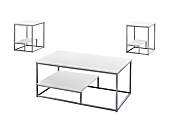 Monarch Specialties Coffee Table With Two 18"W Square End Tables, White/Silver