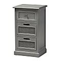 Baxton Studio Sheldon 3-Drawer Wood End Table, 27-9/16" x 15-11/16" x 12-9/16", Gray 1 thumbnail image