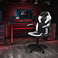 Flash Furniture Gaming Desk And Racing Chair Set With Cup Holder And Headphone Hook, White