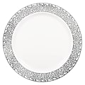 Amscan Premium Plastic Plates With Lace Borders, 10", White/Silver, Pack Of 10 Plates 1 thumbnail image