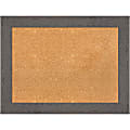 Amanti Art Non-Magnetic Cork Bulletin Board, 33" x 25", Natural, Rustic Plank Gray Plastic Frame