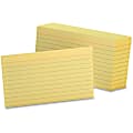 Oxford Colored Ruled Index Cards - 100 Sheets - Front Ruling Surface - 5" x 8" - Canary Paper - Durable - Recycled - 100 / Pack