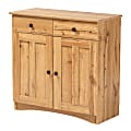 Baxton Studio Lauren 32"W 2-Door Buffet Kitchen Cabinet, Oak Brown