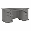 Bush Furniture Saratoga Executive 66"W Computer Desk With Drawers, Modern Gray, Standard Delivery