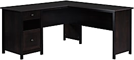 Sauder® County Line 61"W L-Shaped Office Computer Desk With File Drawer, Estate Black