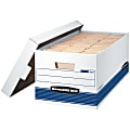Bankers Box® Stor/File™ Medium-Duty Storage Boxes With Lift-Off Lids, Letter Size, 10" x 12" x 24", White/Blue, Case Of 20