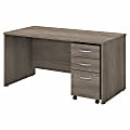 Bush Business Furniture Studio C 60"W Office Computer Desk With Mobile File Cabinet, Modern Hickory, Standard Delivery