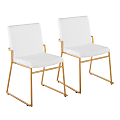 LumiSource Dutchess Contemporary Dining Chairs, White/Gold, Set Of 2 Chairs