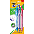 BIC® Gel-ocity Quick-Dry Retractable Gel Pens, Medium Point, 0.7 mm, Turquoise/Purple/Pink Barrels, Turquoise/Purple/Pink Fashion Inks, Pack Of 3