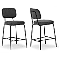 Glamour Home Avel Fabric Counter-Height Stools With Backs, Gray/Black, Set Of 2 Stools